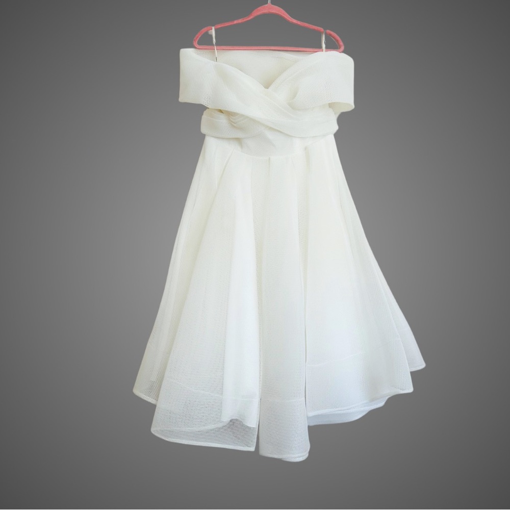 Jadore White Off-the-Shoulder Ruffled Dress